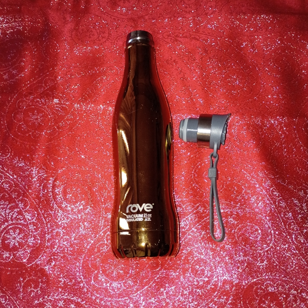 Vintage Rove Glossy Gold Brown Vacuum Flask with Lid